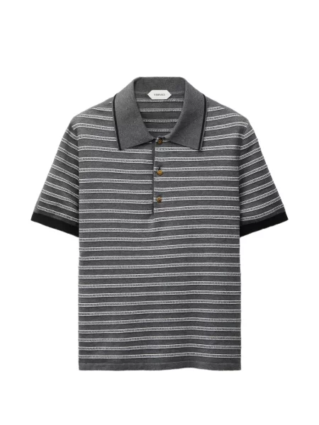 Tricou polo Versace tricotate gri
