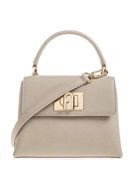 Geantă shopper Furla din piele gri