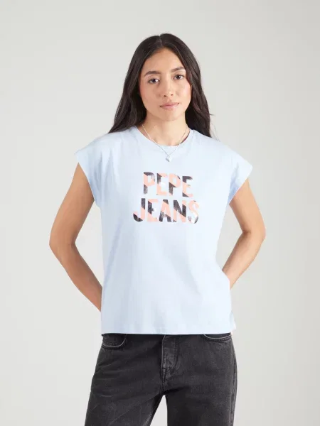 Pepe Jeans Tričko CATALINA svetlomodrá / oranžová čierna