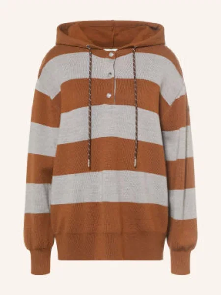 Claudie Pierlot Bluza Z Kapturem Z Mieszanki Materiałów beige beżowa