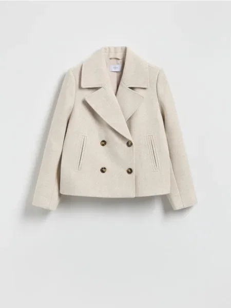 Reserved Kurtka z dodatkiem wełny beżowy