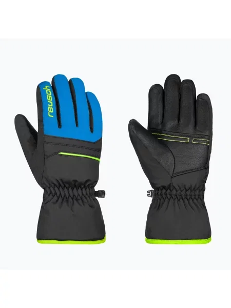 Mănuși de schi pentru copii Reusch Alan Junior black/brilliant blue/safety yellow negru