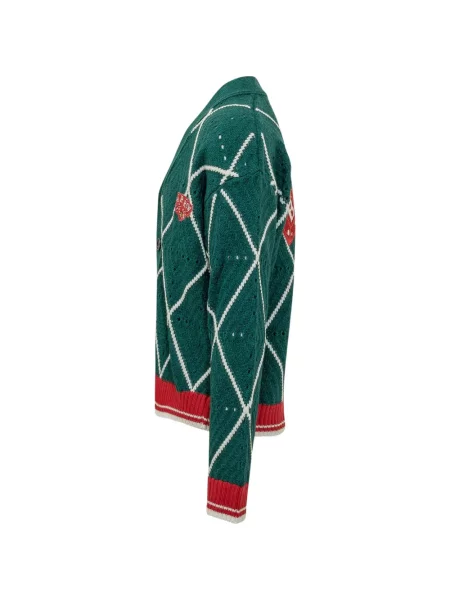 Cardigan Barrow tricotate cu model argyle cu autograf verde
