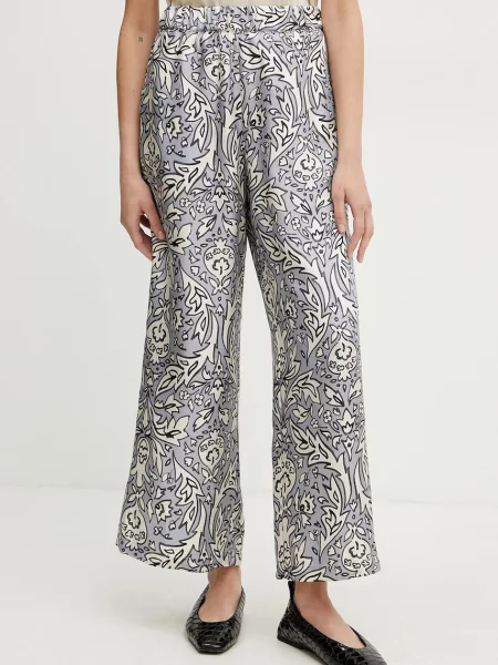 Weekend Max Mara pantaloni de matase albastru
