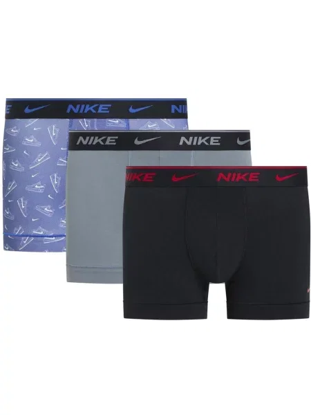 Bokserki Nike Cotton Stretch szary niebieski 3 sztuki S czarny