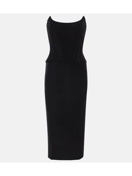 Žametna obleka Dolce&gabbana iz rebrastega žameta črna