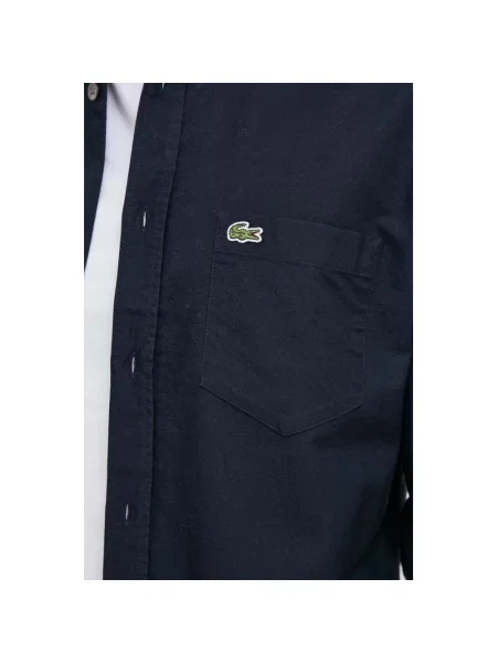 Lacoste koszula niebieski regular z kołnierzykiem button-down szara