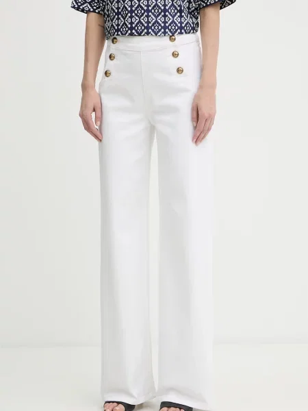 Luisa Spagnoli blugi wide leg pentru femei Almanacco alb