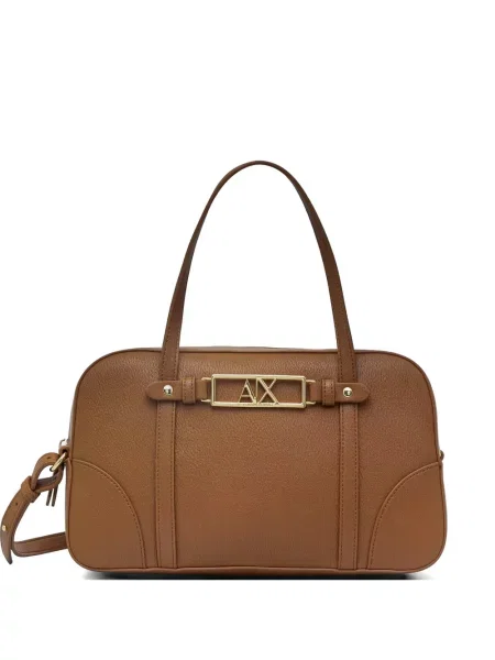 Geantă shopper Armani Exchange cu autograf maro