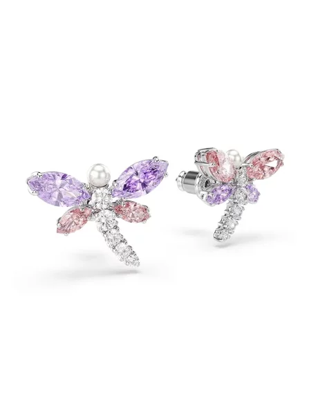 Swarovski Fülbevalók lila ezüst rózsaszín