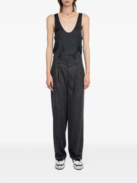 Pantaloni Zadig&voltaire cu dungi plisate negru