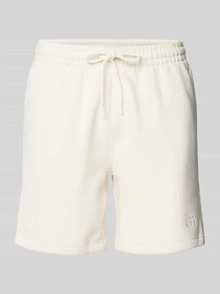 Szorty z dzianiny dresowej o kroju regular fit z wyhaftowanym logo model ‘SIMBA’ Sergio Tacchini białe