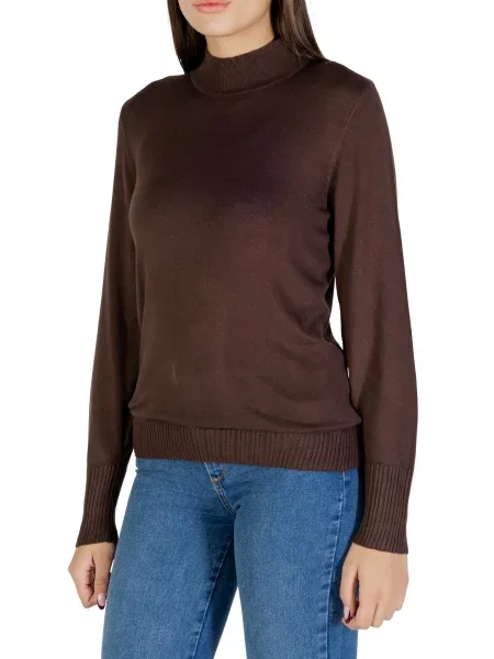 Pulover Ichi cu guler înalt maro