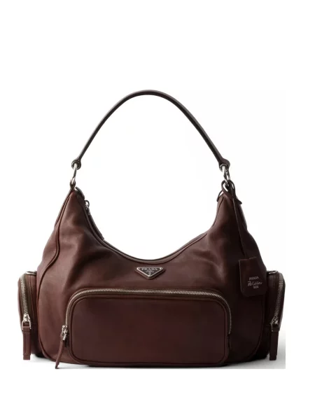 Kožna torba Prada smeđa