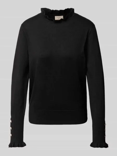 Bluzka z długim rękawem o kroju regular fit z mieszanki model ‘Katie’ Free/quent czarna