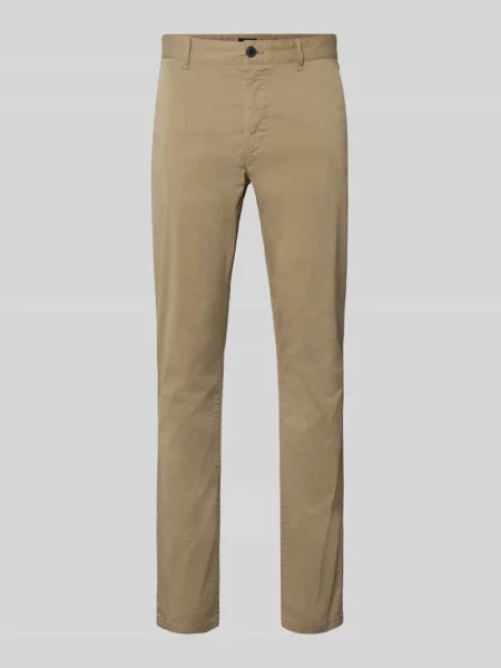 Chinos o kroju slim fit z mieszanki bawełny Boss Orange beżowe