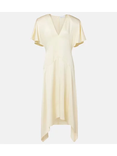 Rochie midi Stella Mccartney din satin până la genunchi de costum alb