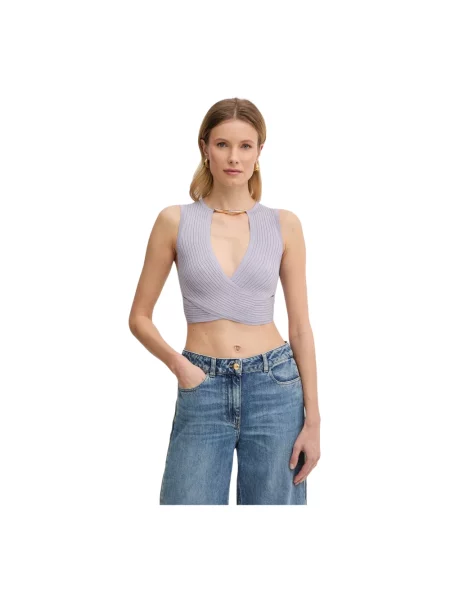 Top Elisabetta Franchi kopertowy fioletowy