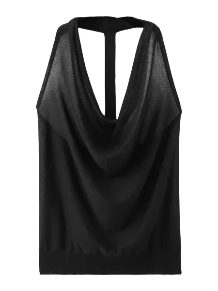 MANGO Top brodat CUC' negru