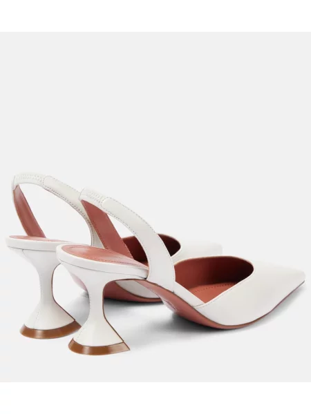 Pantofi cu toc Amina Muaddi din piele slingback alb