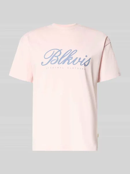 T-shirt z nadrukiem z logo i okrągłym dekoltem Blkvis różowa