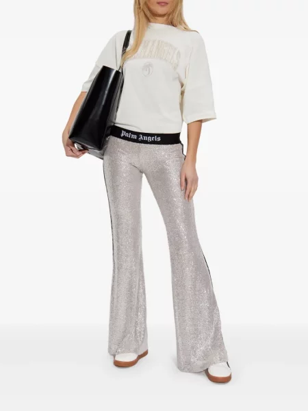 Pantaloni Palm Angels cu paiete argintiu