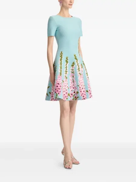 Rochie Oscar De La Renta din jacard de costum albastru