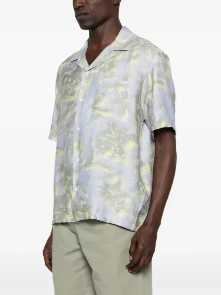 Virágos rövid ing Maison Kitsuné nyomtatás kék
