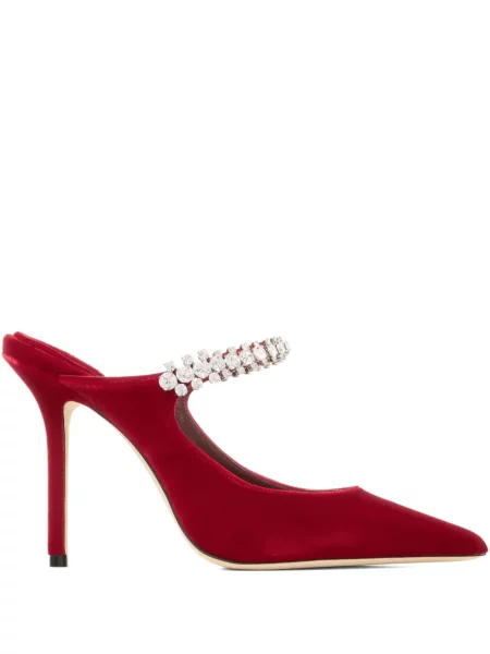 Papuci tip mules Jimmy Choo de cristal roșu