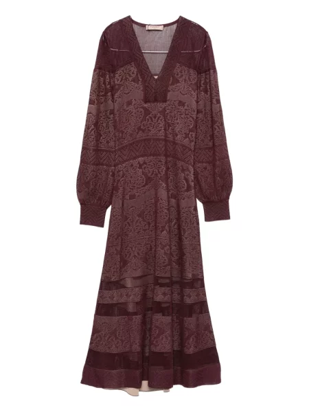 Rochie maxi Twinset cu decolteu în V de costum roșu