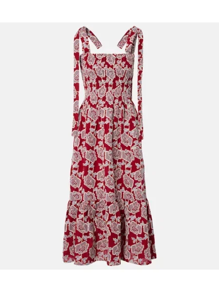 Rochie midi Erdem cu model floral din dantelă bordo