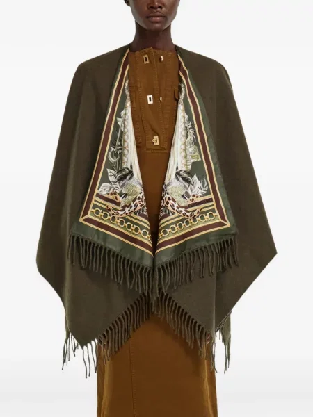Reversibil geacă Ferragamo de mătase cu imagine verde