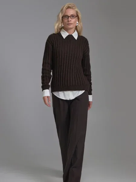 Штани класичні TrikoBakh темно-коричневий вовна/віскоза коричневі