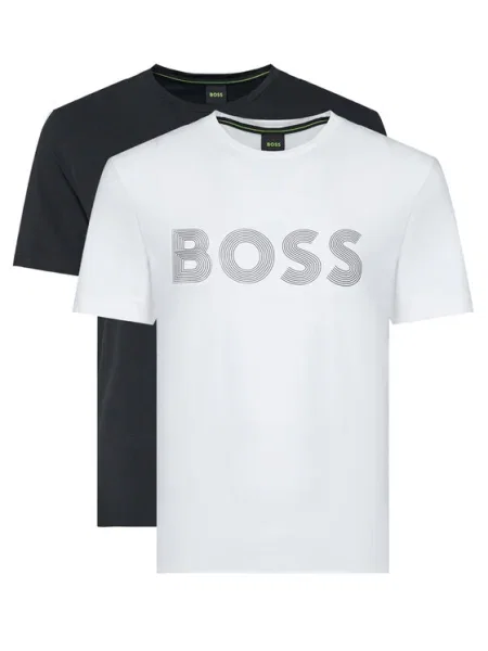 Тениска BOSS Green 2 броя бяло с апликация черно