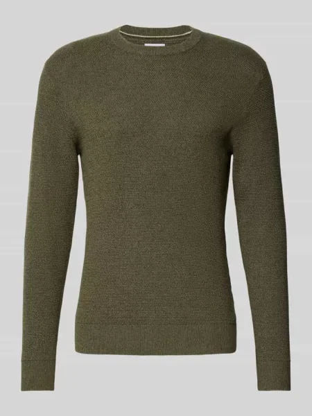 Sweter z dzianiny z czystej bawełny model Ryder' Jack & Jones oliwkowy