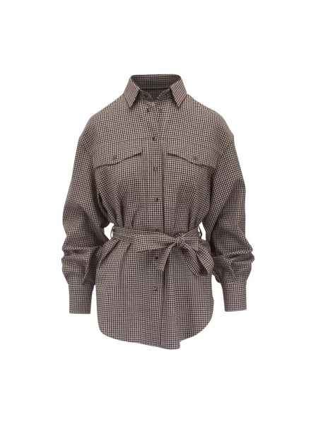Koszula Brunello Cucinelli w kratkę brązowa