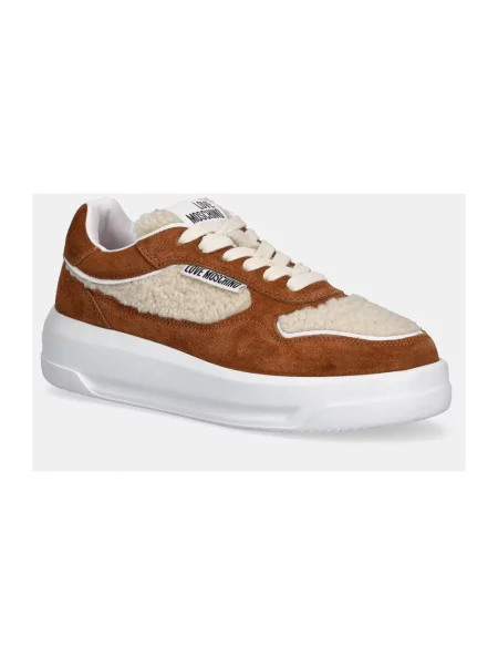 Sneakersy Love Moschino zamszowe brązowe