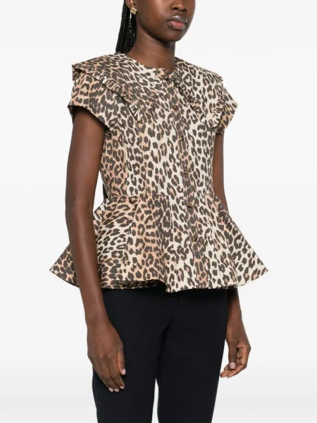 Top Ganni cu imagine cu model leopard maro