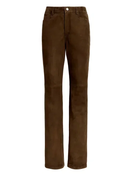 Pantaloni Proenza Schouler White Label din piele de căprioară alb