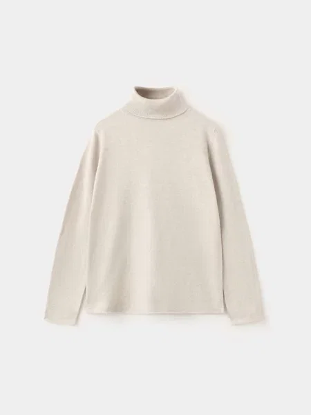 Sweter dzianinowy z golfem Dzieci lata MANGO KIDS beżowy