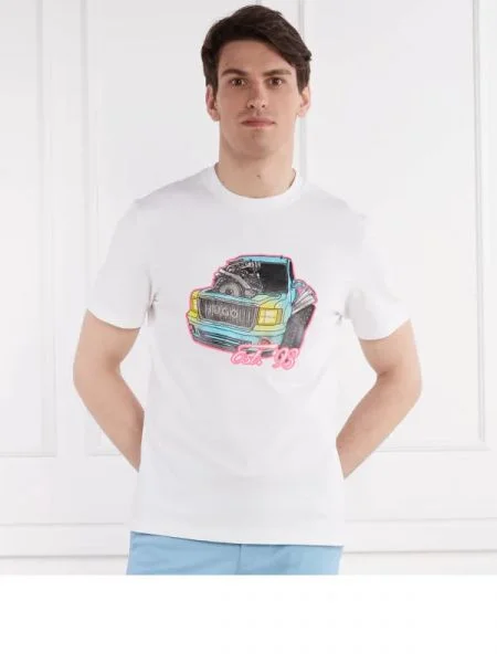 HUGO Tricou Damotoro | Relaxed fit alb