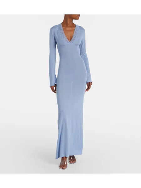 Rochie maxi Aya Muse din dantelă albastru