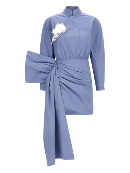 Mała sukienka mini Self-portrait z kokardką garniturowa niebieska