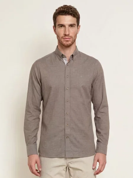Hackett London Flanelová Košile Tailored Fit šedá
