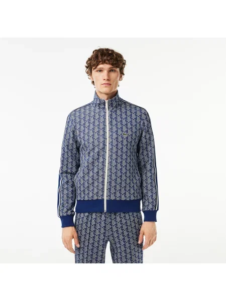 Lacoste Paris żakardowa bluza z monogramem zapinana na