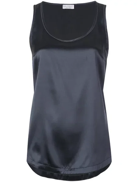 Top Brunello Cucinelli de mătase albastru