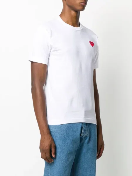 Tričko Comme Des Garçons Play s aplikacemi bílé