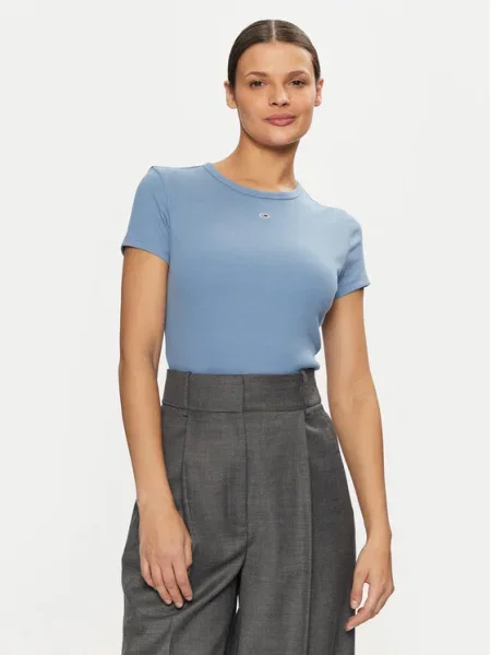 Tommy Jeans Póló Essential Slim Fit kék