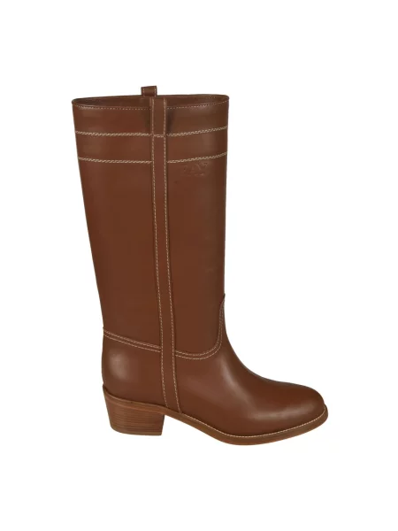 Oficerki Fay skórzane za kolano brązowe