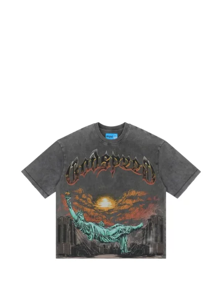 Tricou Godspeed cu imagine gri